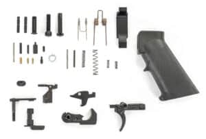 KAK Industry AR15 Lower Parts Kit contents in clear bag
