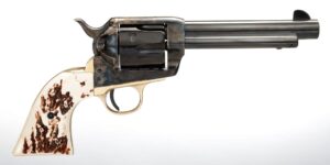 Taylors and Company Cattleman .45 Long Colt 5.5-inch blued revolver with imitation stag grips