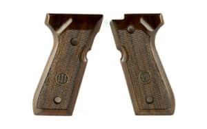 Beretta 92/96 walnut wood checkered grip panels with medallion