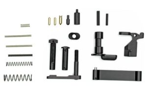 CMC Triggers AR-15 lower parts kit components laid out; fire control group and pistol grip not included