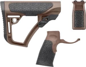 Daniel Defense AR-15 furniture kit M-LOK Mil-Spec Brown collapsible stock pistol grip foregrip
