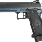 Great Lakes GL1911DS9FSSBLU 1911 Synergy double-stack 9mm pistol with blue titanium frame and black slide