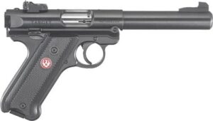 Ruger Mark IV Target .22 LR 5.5 inch blued bull barrel pistol with black checkered grips