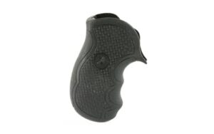 Pachmayr Diamond Pro black rubber grip with diamond checkering and finger grooves for Ruger LCR (02482)