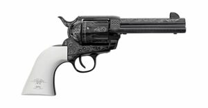Traditions Frontier 1873 Liberty .45 Long Colt 4.75 in blued engraved revolver with white PVC grips