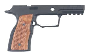 Sharps Bros SBGM09 grip module, black anodized 7075-T6 aluminum with Brazilian cherry wood grips for Sig P320