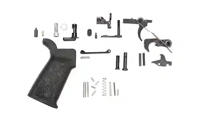 Spikes Tactical SLPK101 lower parts kit components laid out for assembly