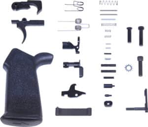 Guntec USA AR-15 complete lower parts kit with ergonomic pistol grip in black