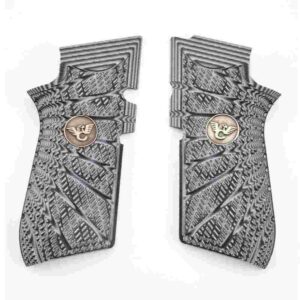 Wilson Combat EDC X9 aggressive starburst G-10 grips in grey and black