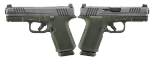 Ruger RXM 9mm 4-inch pistol crushed silver battle-worn with green O.R. and two 15rd magazines