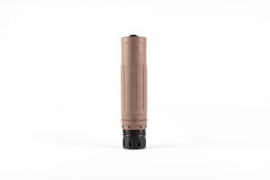 Dead Air Sandman X KeyMo suppressor in FDE, 6.9 inch length, 1.65 inch diameter