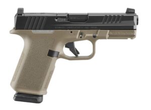 Ruger RXM 9mm 4-inch barrel pistol with Flat Dark Earth Magpul grip and two 15-round PMAGs