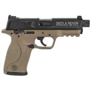 Smith & Wesson M&P22 Compact FDE frame with threaded barrel and black slide