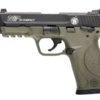 Smith & Wesson M&P22 Compact FDE frame with threaded barrel and black slide