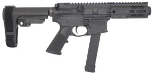 Brigade BM-9 9mm pistol in black with SBA3 brace and M-LOK mini can