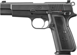 FN High Power 9mm pistol with 4.7-inch barrel and black PVD finish