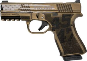 Black Rain Ordnance Frontline 9mm 4 inch gold pistol with fiber optic sights