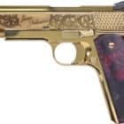Iver Johnson Noble Eagle EX G2 1911 .45 ACP 5 inch polished gold PVD with exotic wood grips