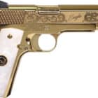 Iver Johnson Noble Eagle WP .45 ACP 5in gold PVD with white pearl grips