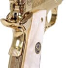 Iver Johnson Noble Eagle WP .45 ACP 5in gold PVD with white pearl grips