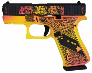 Glock G43X Shark Coast Tactical Hawaiian finish with engraved slide and frame