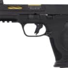 Ed Brown MPF-MATCH-GOLD 9mm custom M&P pistol with gold threaded barrel and Trijicon optic cut