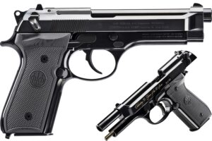 Beretta 92SB Repro 50th Anniversary 9mm pistol with polished blued slide and special collectors box