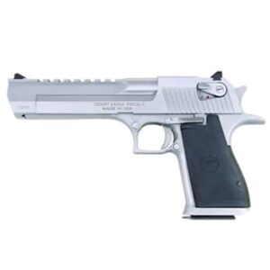 Magnum Research MR MK XIX .50 A.E. semi-automatic pistol in brushed chrome, right-side view
