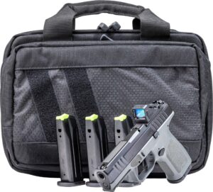 Rost Martin RM1C 9mm compact gray pistol with Viridian RFX11 and magazines