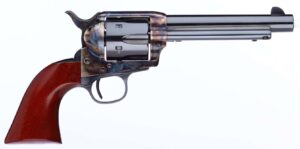 Taylors and Company TF CATTLEMAN 5.5 inch revolver 9MM/.357MAG case-hardened frame blued finish walnut Navy grip