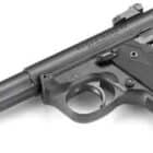 Ruger Mark IV 22/45 .22 LR 5.5 inch blued bull barrel pistol with checkered grips