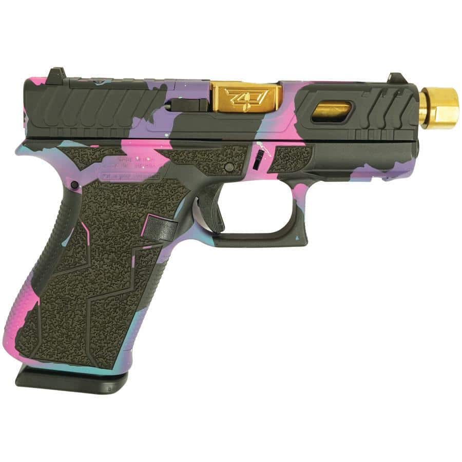 Glock 43X Ferris 9mm with 3.41 inch threaded gold barrel and front rails