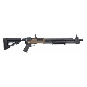 Mossberg 590R 12 gauge pump-action shotgun two-tone FDE and black 18.5 inch barrel