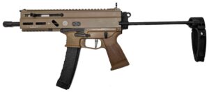 Grand Power Stribog SP9A3 9mm pistol FDE 8 inch threaded barrel PDW tailhook brace