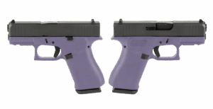 Glock G43X 9mm pistol with Purple Orchid night sights and two 10-round magazines