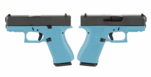 Glock G43X 9mm pistol with Tiffany Blue night sights and two 10-round magazines