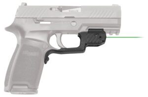 Crimson Trace LG-420G green Laserguard mounted on Sig P320 black polymer trigger guard