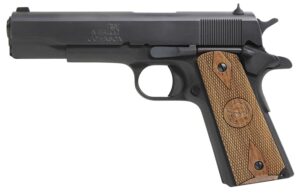 Iver Johnson 1911A1 9mm 5 inch matte blued pistol with walnut grips