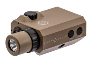 Sightmark LoPro Mini Combo flashlight and green laser sight in Flat Dark Earth mounted on rail