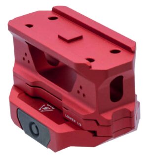 Strike Industries T1 Riser Mount red anodized on Picatinny rail