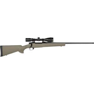 Howa M1500 Hogue GamePro 2 7mm Rem Mag 24 inch rifle with green synthetic stock and mounted scope