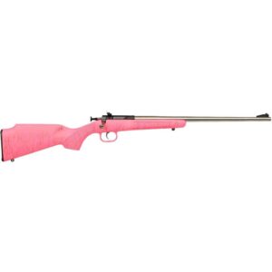 Davey Crickett Keystone Crickett 22 LR stainless receiver with pink synthetic stock and gold web pattern