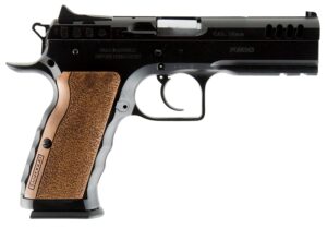 Tanfoglio IFG Stock I 10mm pistol, 4.50 inch barrel, black/blued finish, wood grip