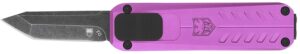CobraTec Knives CALI929TBPURTNS California 929TB 1.75" OTF Tanto Plain Stonewashed D2 Steel Blade/ Purple Anodized Aluminum Handle Includes Pocket Clip/Pouch