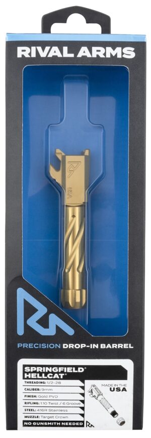 Rival Arms RARA20H102E Precision V1 Gold PVD spiral-fluted threaded barrel for Springfield Hellcat