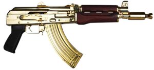 Zastava ZPAP92 ZP92762SRGL 7.62x39 10in AK-style pistol with Serbian red wood grips and 24K gold plating