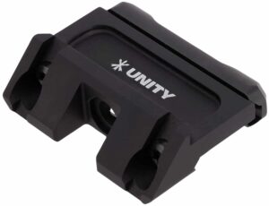 Unity Tactical RAXIS black anodized Picatinny rail clamp mounted