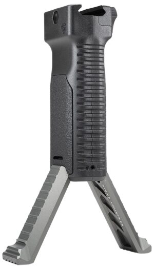 Strike Industries ARALBIPODGY gray polymer bipod grip with aluminum legs