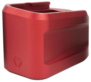 Strike Industries red extended magazine plate for Glock G19, 6061 T-6 aluminum