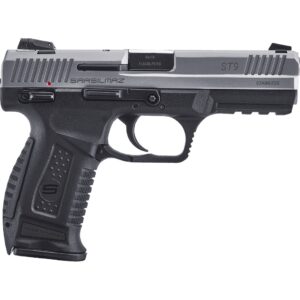 SAR Arms SAR9T 9mm stainless pistol with black polymer frame and 3-dot sights